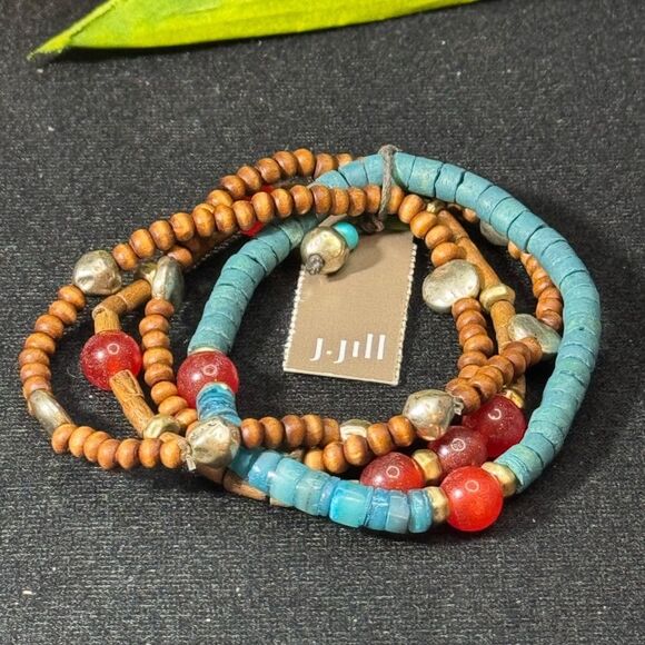 J Jill Wood Beaded Stretch Statement Bracelet - Picture 3 of 6